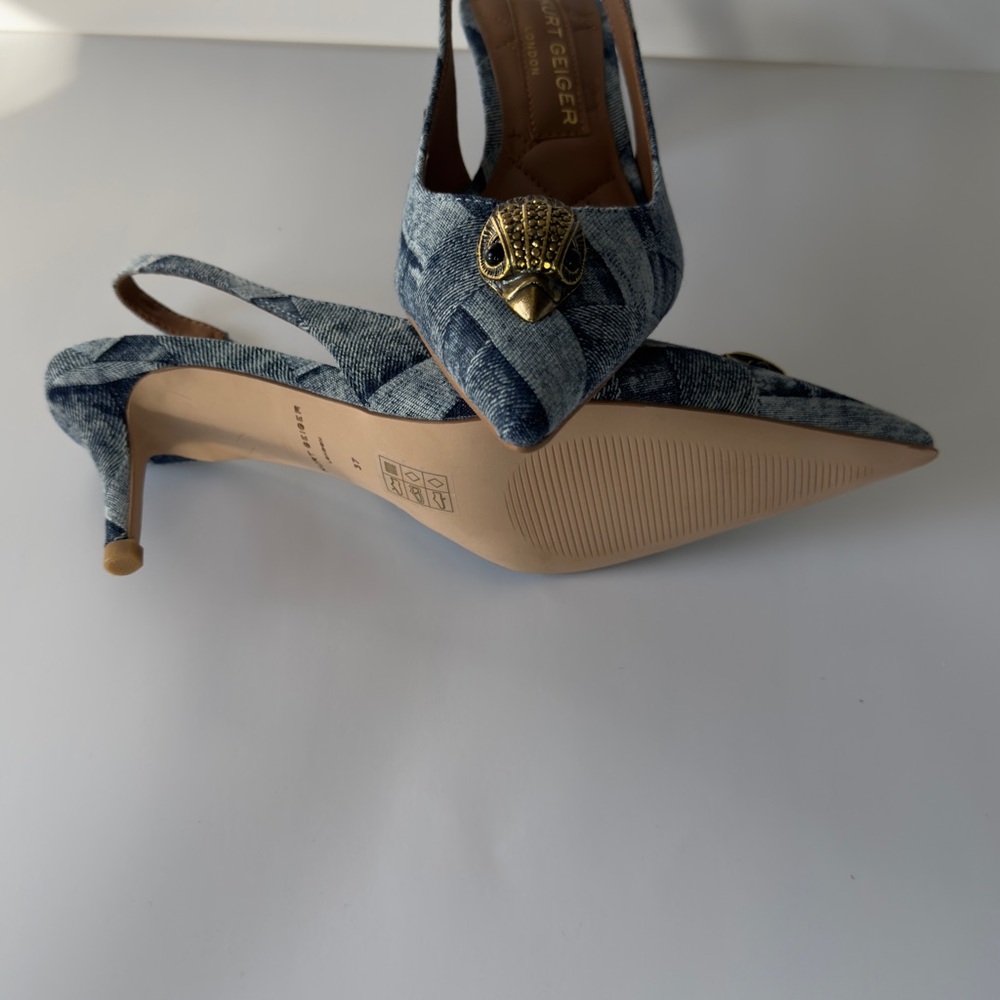 Kurt Geiger Blue Denim Heels with Gold Detail